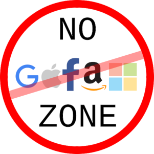 No Gafam zone cercle rouge barr&eacute; sur les logos des gafam 